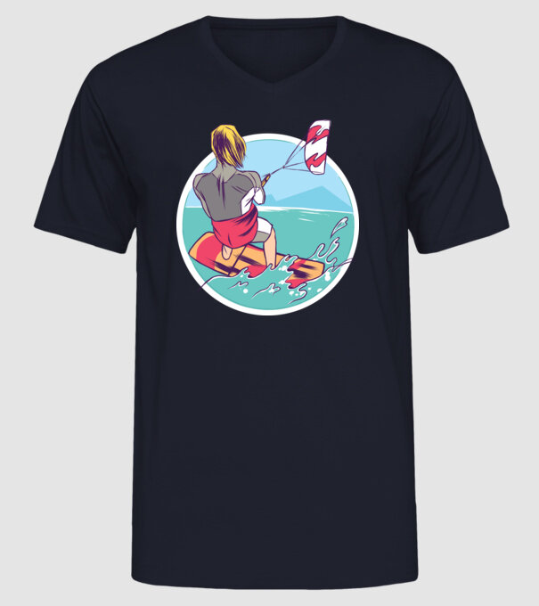 Kite Surf model albastru închis pe tricou