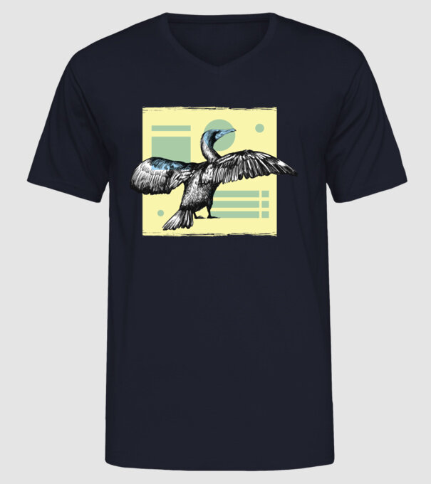 Pasăre cormoran model albastru închis pe tricou