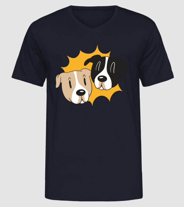 Capete de câini model albastru închis pe tricou