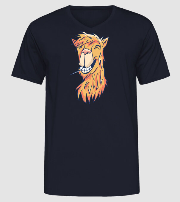 Cap de Lama model albastru închis pe tricou