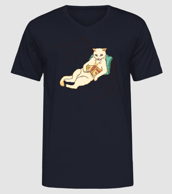 Odihnă Pisică model albastru închis pe tricou