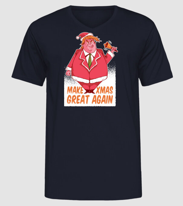 Make Xmas Great again Trump tricou amuzant Crăciun model albastru închis pe tricou