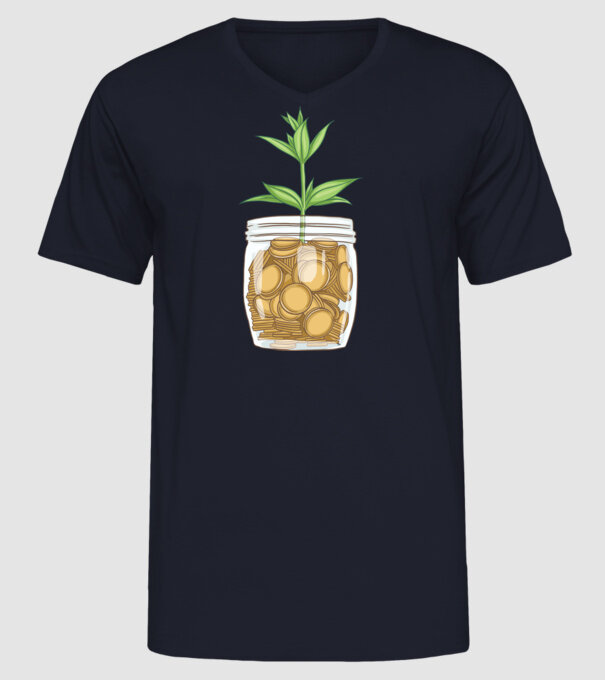 Plantă pușculiță porcușor model albastru închis pe tricou