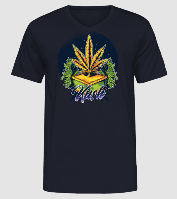 Marijuana Kush model albastru închis pe tricou