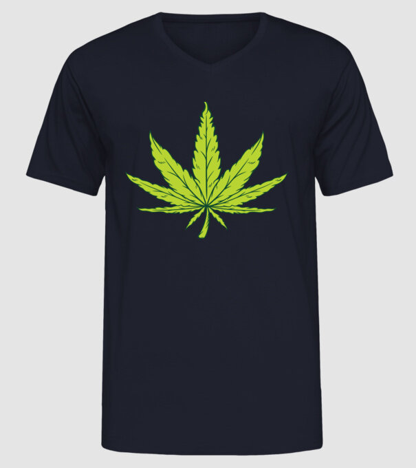 Frunză de marijuana model albastru închis pe tricou