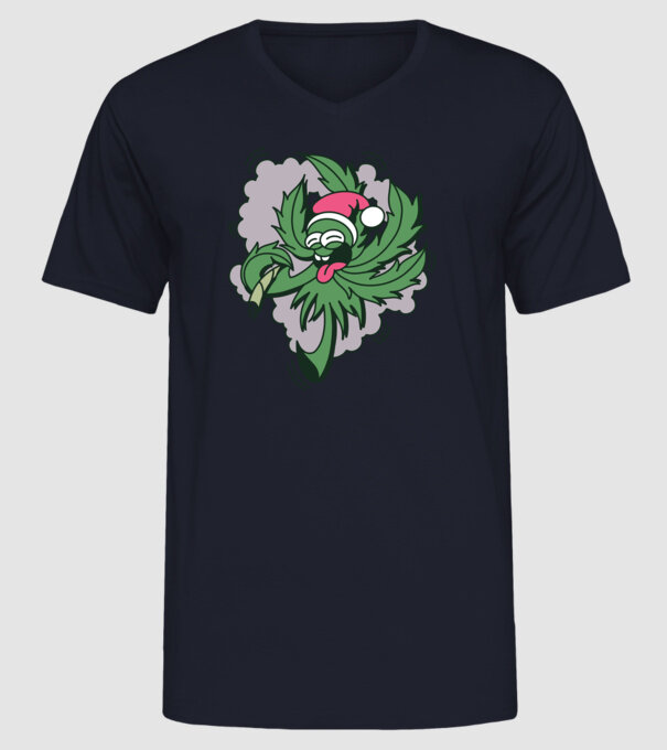 Marijuana Santa model albastru închis pe tricou