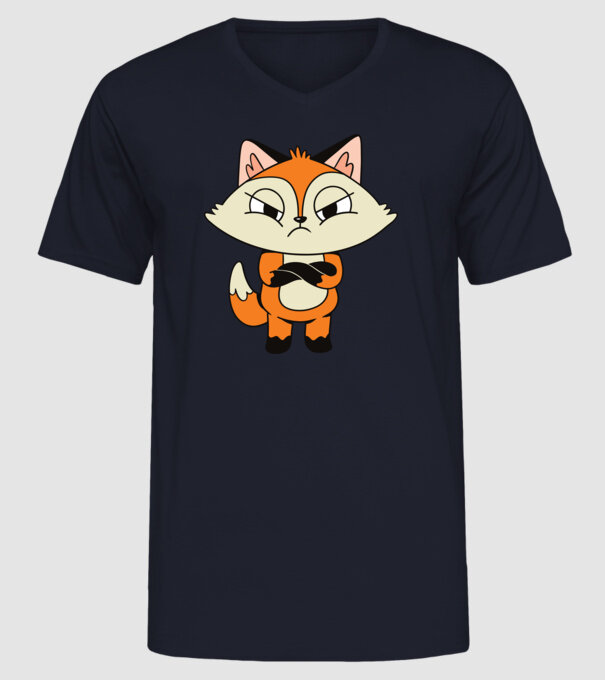 Vulpe furioasă model albastru închis pe tricou