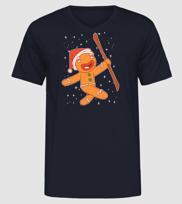Turtă dulce Moș Crăciun tricou model albastru închis pe tricou