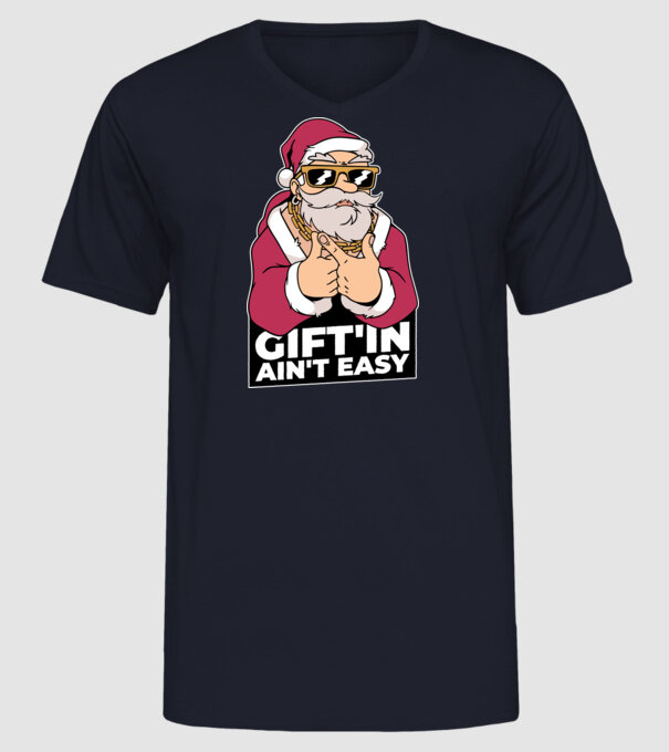 Moș Crăciun Gangster - tricou amuzant Crăciun model albastru închis pe tricou