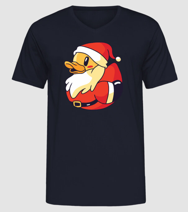 Tricou Moș Crăciun Rață model albastru închis pe tricou