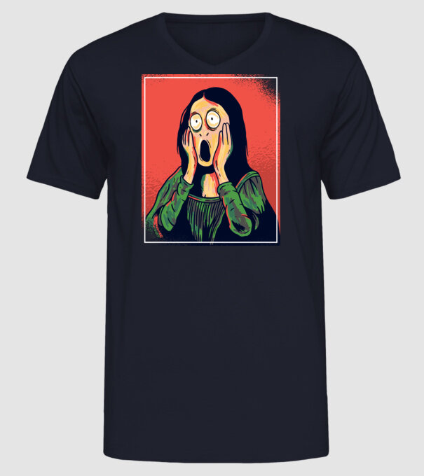 Mona Lisa țipăt model albastru închis pe tricou