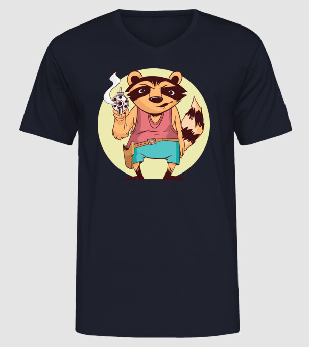 Raton cu armă model albastru închis pe tricou