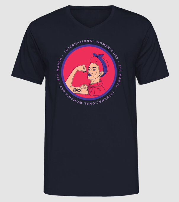 Ziua Internațională a Femeii 8 martie model albastru închis pe tricou