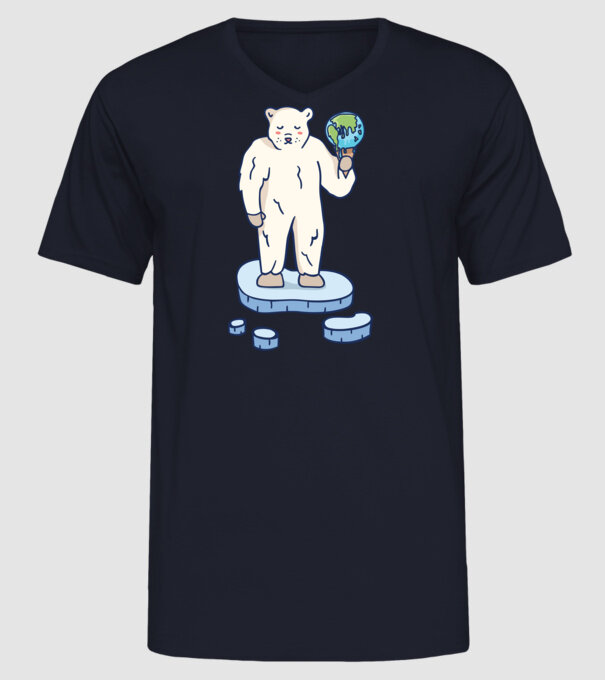 Topirea gheții cu urs polar model albastru închis pe tricou