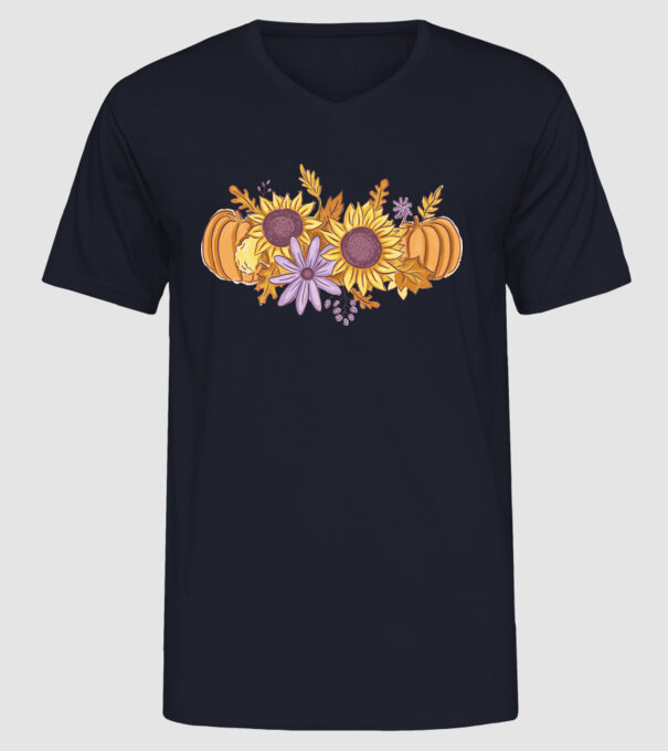 Scena de toamnă Halloween model albastru închis pe tricou