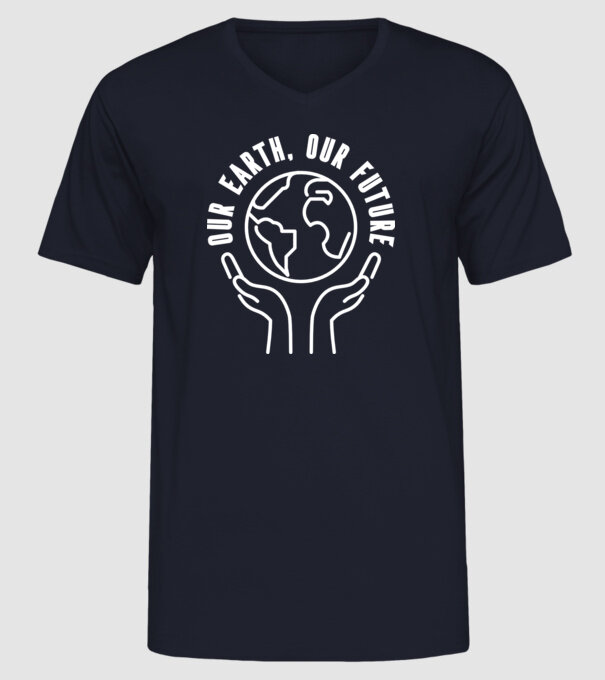 Our earth Our Future - Ziua Pământului model albastru închis pe tricou