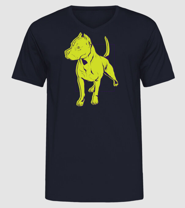 Câine Pitbull model albastru închis pe tricou