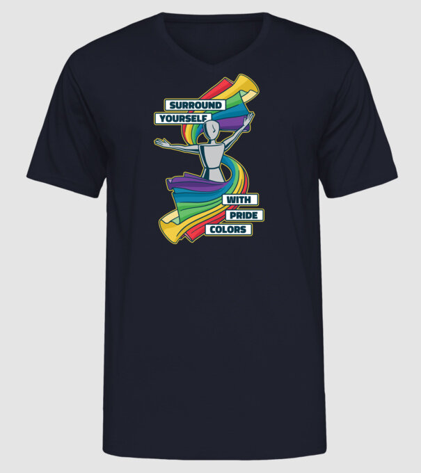 Pride cu curcubeu model albastru închis pe tricou