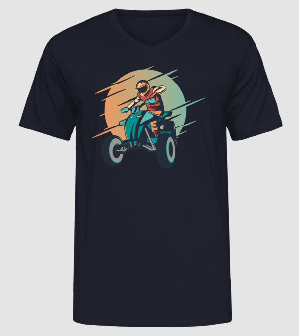 Concurent ATV model albastru închis pe tricou