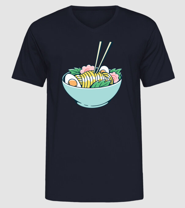 Paste Ramen model albastru închis pe tricou