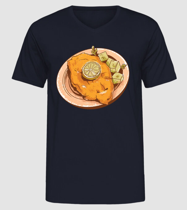 Șnițel vienez Wiener Schnitzel model albastru închis pe tricou
