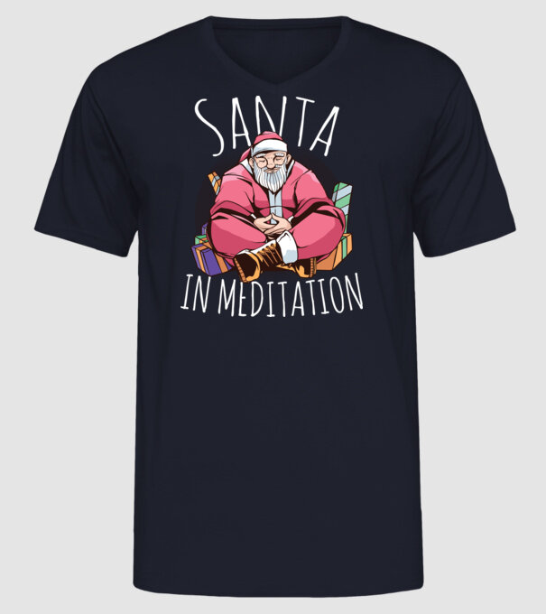 Santa Meditație model albastru închis pe tricou
