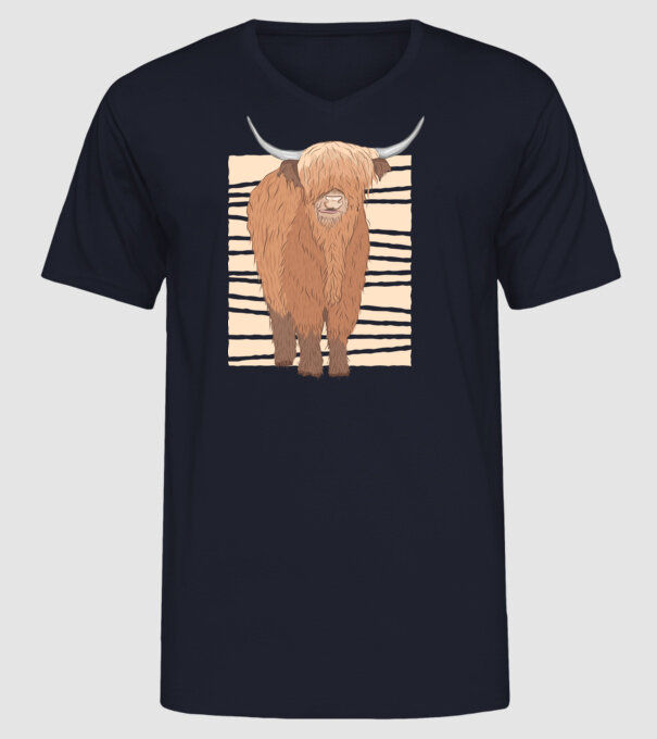 Vită scoțiană model albastru închis pe tricou