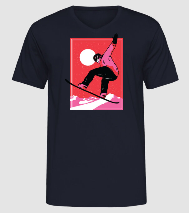 Snowboard poster model albastru închis pe tricou