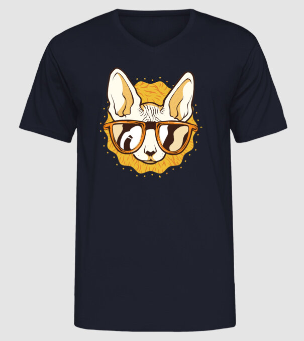 Sphynx Pisică Cool model albastru închis pe tricou