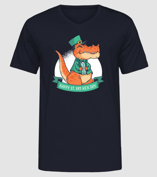 Dinozaur Sfântul Patrick model albastru închis pe tricou