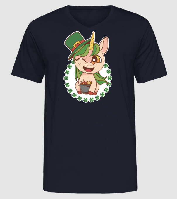 St Patrick Unicorn model albastru închis pe tricou