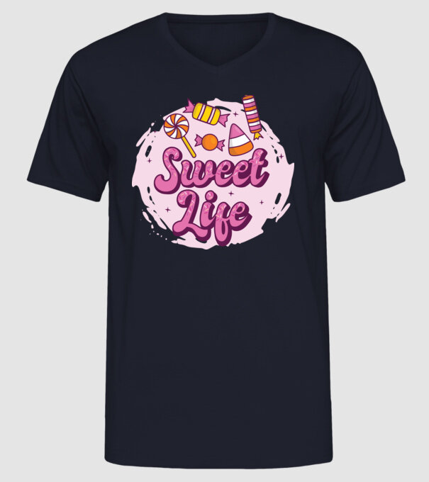 Sweet Life - Viață dulce model albastru închis pe tricou