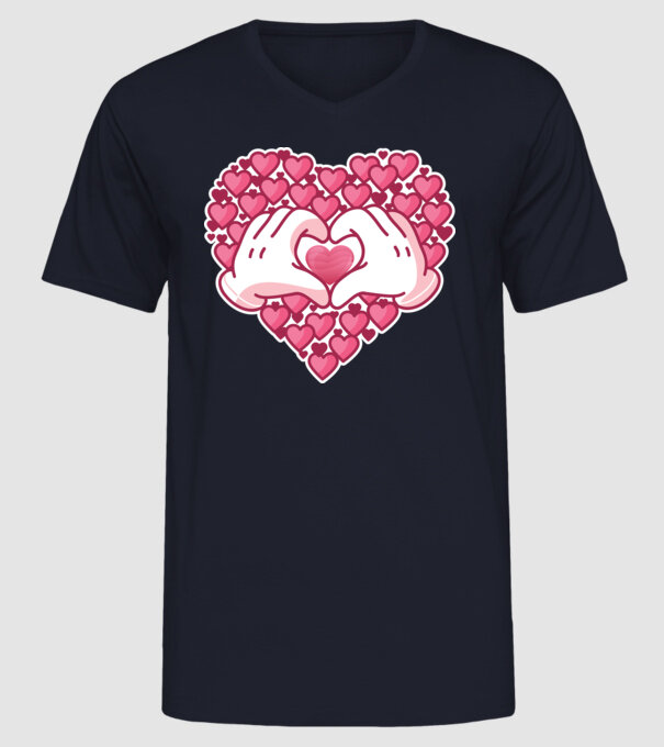 'Inimi îndrăgostite pentru Valentine''s Day' model albastru închis pe tricou