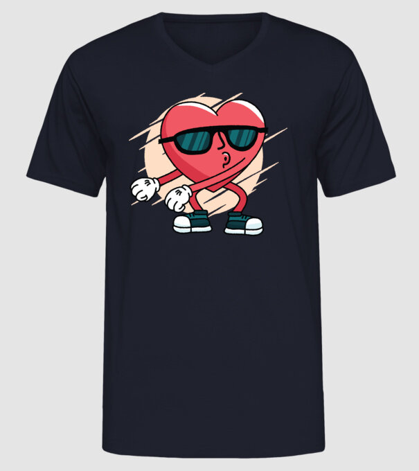Inimă DAB Floss Heart tricou model albastru închis pe tricou