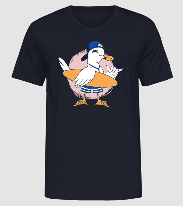 Pescăruș Surfing model albastru închis pe tricou