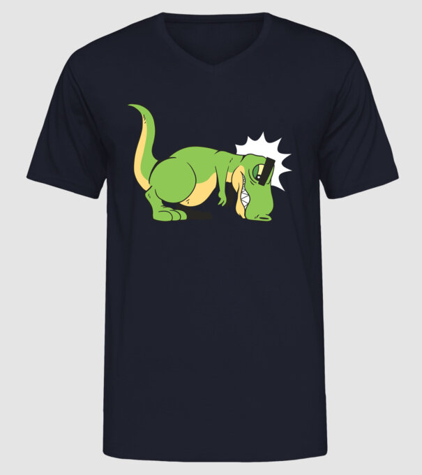 T-rex Push-up model albastru închis pe tricou
