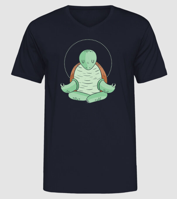 Broască țestoasă Yoga model albastru închis pe tricou