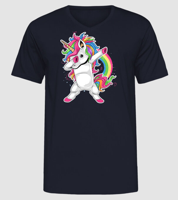 Unicorn Dab model albastru închis pe tricou