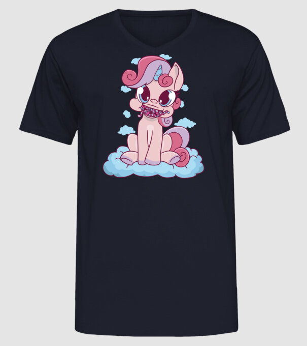 Unicorn cu bomboane model albastru închis pe tricou