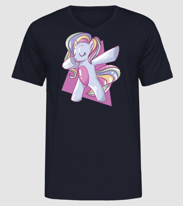 Unicorn DAB model albastru închis pe tricou