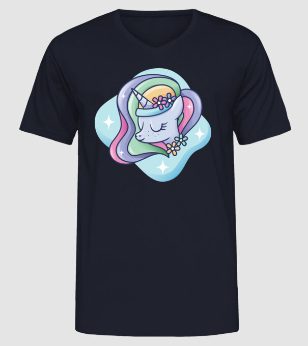 Cap de unicorn model albastru închis pe tricou