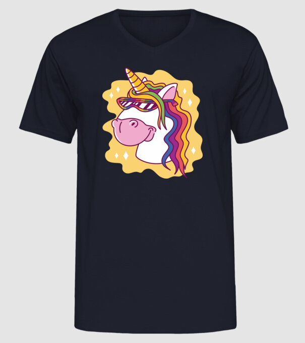 Cap de unicorn model albastru închis pe tricou