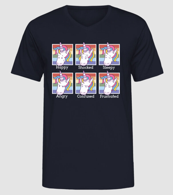Capete de unicorn model albastru închis pe tricou