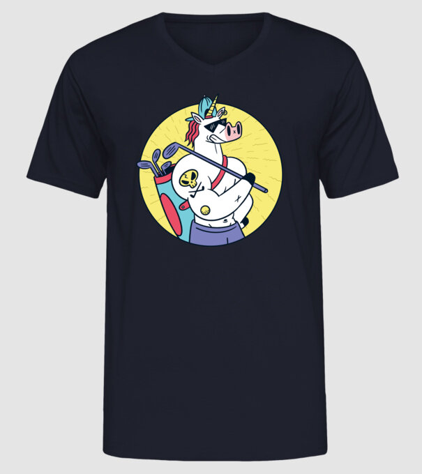 Unicorn Golf model albastru închis pe tricou