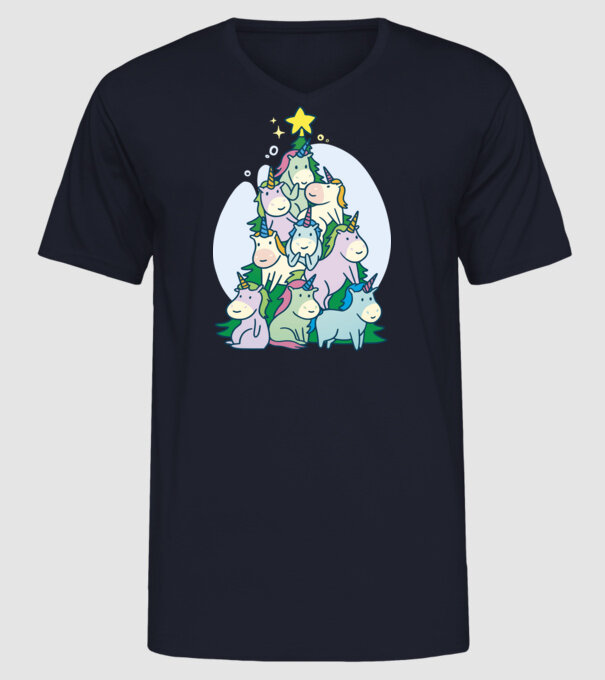 Unicorn pom de Crăciun model albastru închis pe tricou