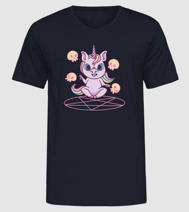 Unicorn invocare model albastru închis pe tricou