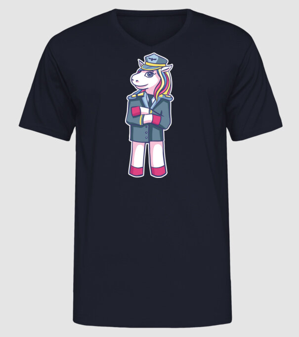 Unicorn Pilot model albastru închis pe tricou