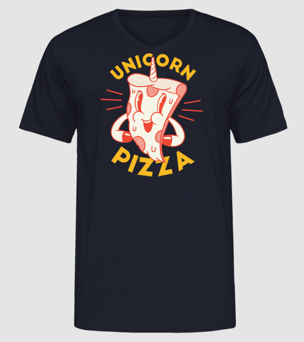 Unicorn Pizza model albastru închis pe tricou