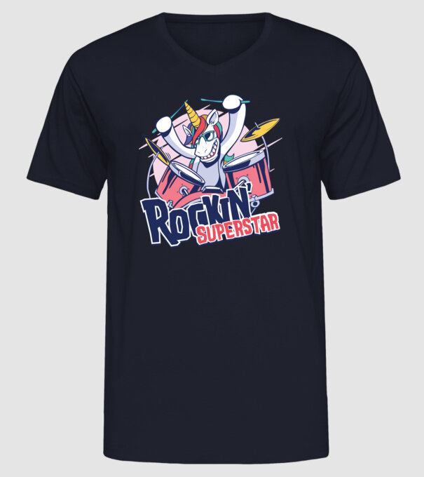 Unicorn Star rock model albastru închis pe tricou