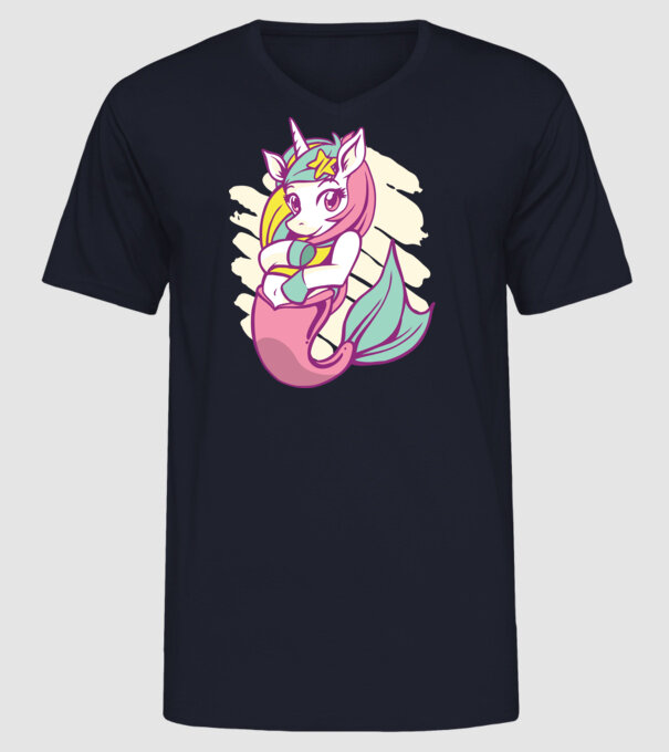 Unicorn Sirenă model albastru închis pe tricou